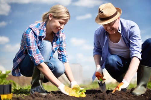 Expert gardeners maintaining a vibrant outdoor space